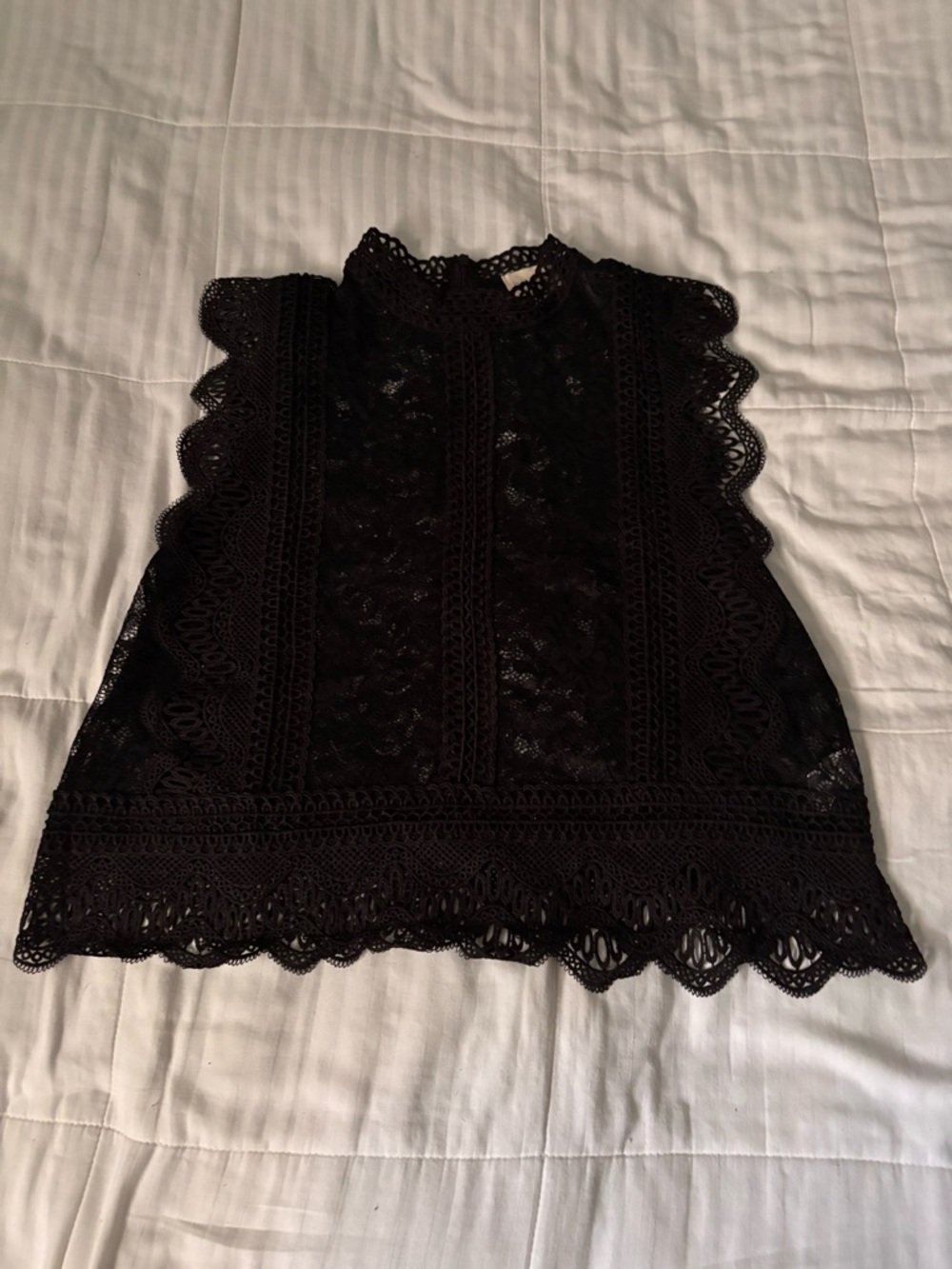 Black Lace Crochet Blouse - XL